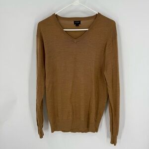 J.Crew Brown V-Neck merino wool unisex Sweater L